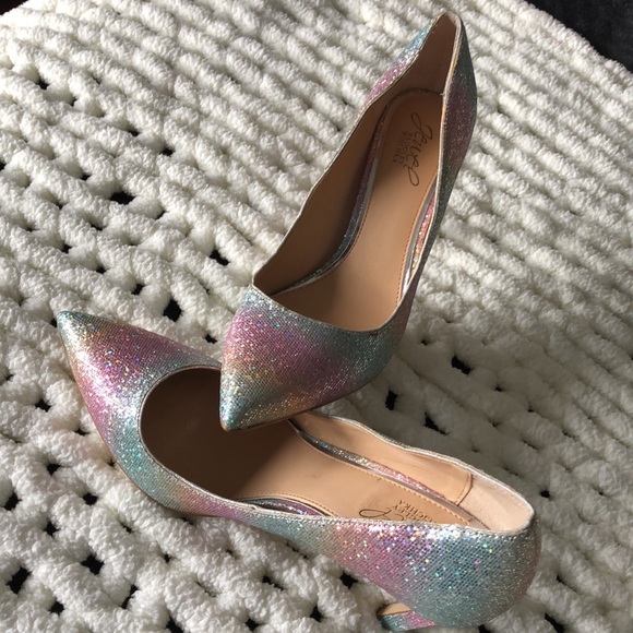 Badgley Mischka Shoes - Badgley Mischka “Jewel”,pointed toe, stiletto heel.Rainbow glitter. Size 8. NWOT